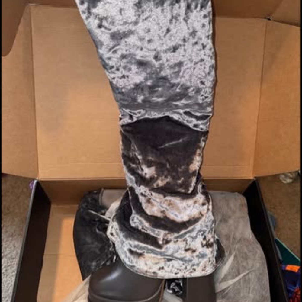 New Velvet Gray knee high Boots